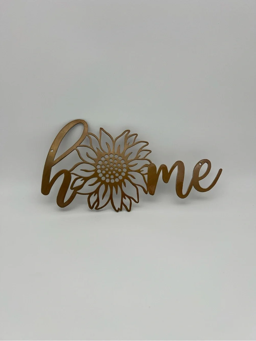 Redline Steel Laser Cut Metal Wall Decor Sunflower Script Sign in Golden Brown